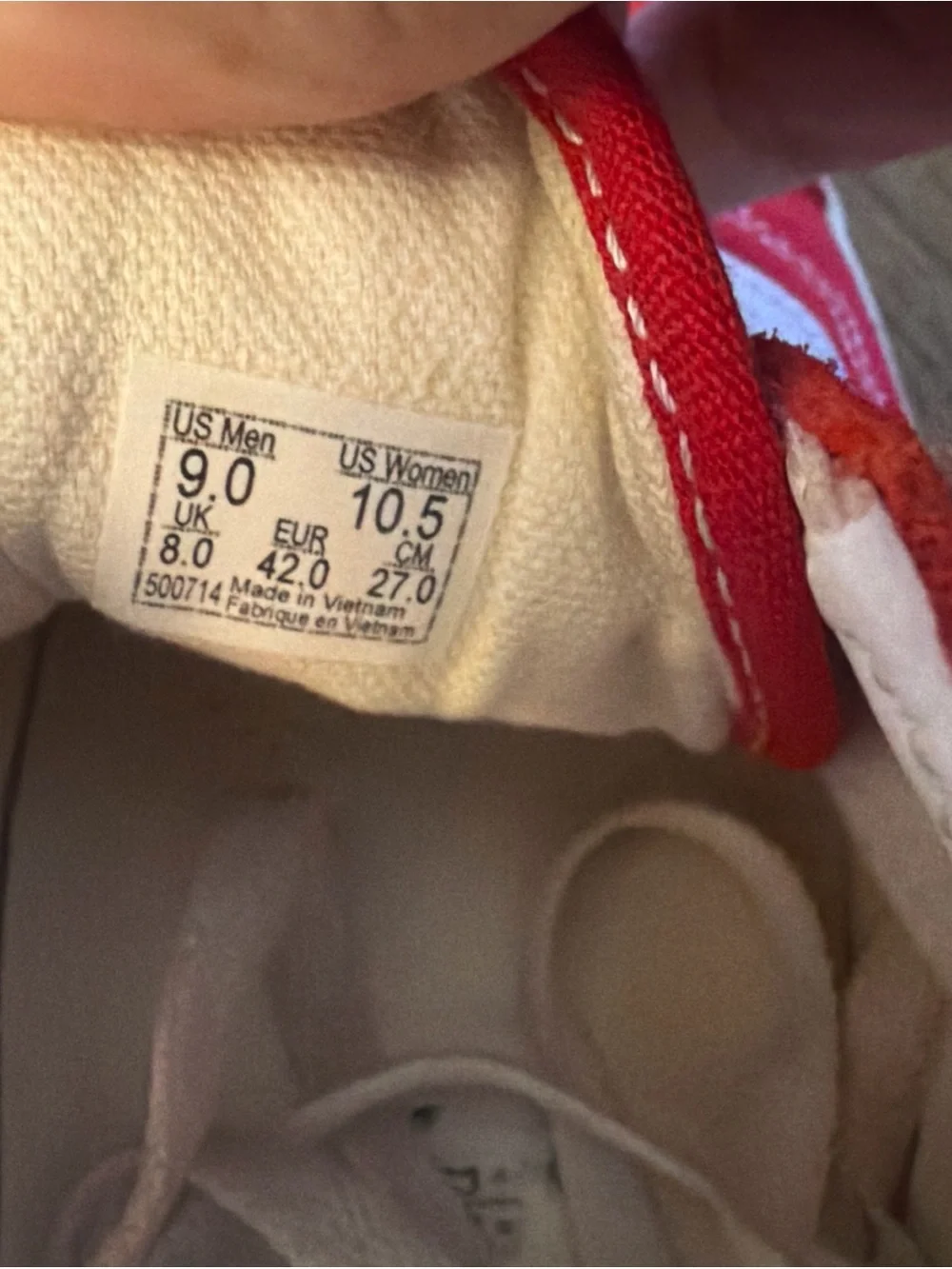 Vans Red and White Low-Top Skate Sneakers